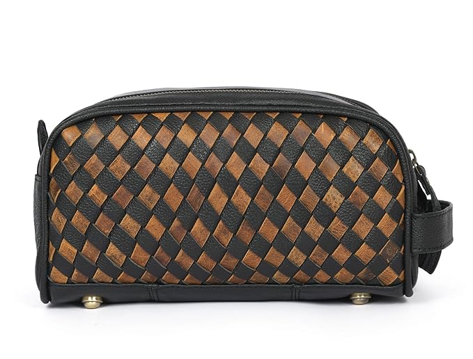 10" Premium Leather Toiletry Travel Pouch With Waterproof Lining | King-Size Handcrafted Vintage Dopp - Kit Gift for Father's Day By Aaron Leather Goods