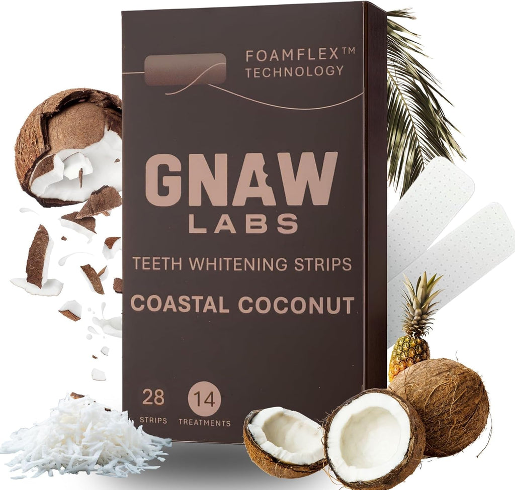 Teeth Whitening Strips for Men – 14 Treatments | Enamel-Safe Hydrogen Peroxide Formula Infused with Coconut Oil | FoamFlex™ Technology | No Sensitivity, Professional at-Home Whitening Kit