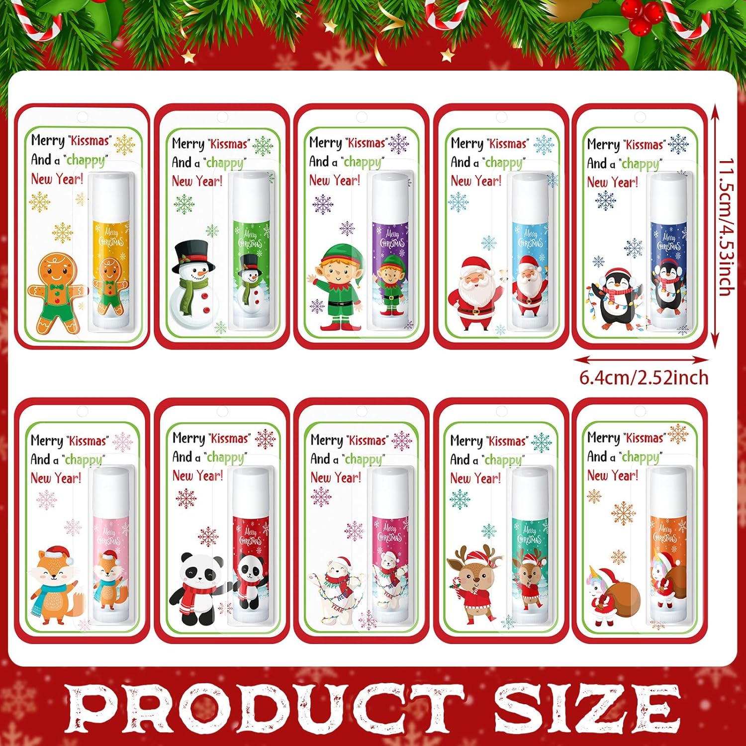 100 Pack Christmas Lip Balms Bulk Christmas Party Gifts Favors Stocking Stuffers Holiday Lip Balms Employee Staff Team Appreciation Gifts Thank You for Teacher Coworkers (Cute)