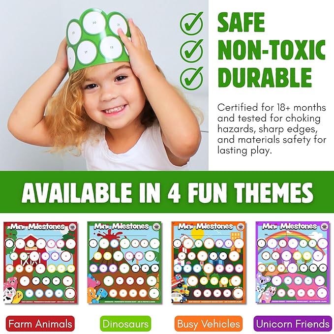 2PK Dinosaurs Sticker Advent Calendar for Kids 18m+ Sticker Countdown to Christmas for Toddlers 30 Days to Birthday, Vacation, Party, School with Activity Board & Crown by LIL ADVENTS Mini Milestones