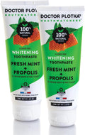 MOUTHWATCHERS Whitening Fluoride Free Naturally Sourced Toothpaste, 2 Tubes, 3 oz Each, for Sensitive Teeth and Gums, Organic, SLS Free, Fresh Mint and Organic Propolis, by Dr. Plotka's