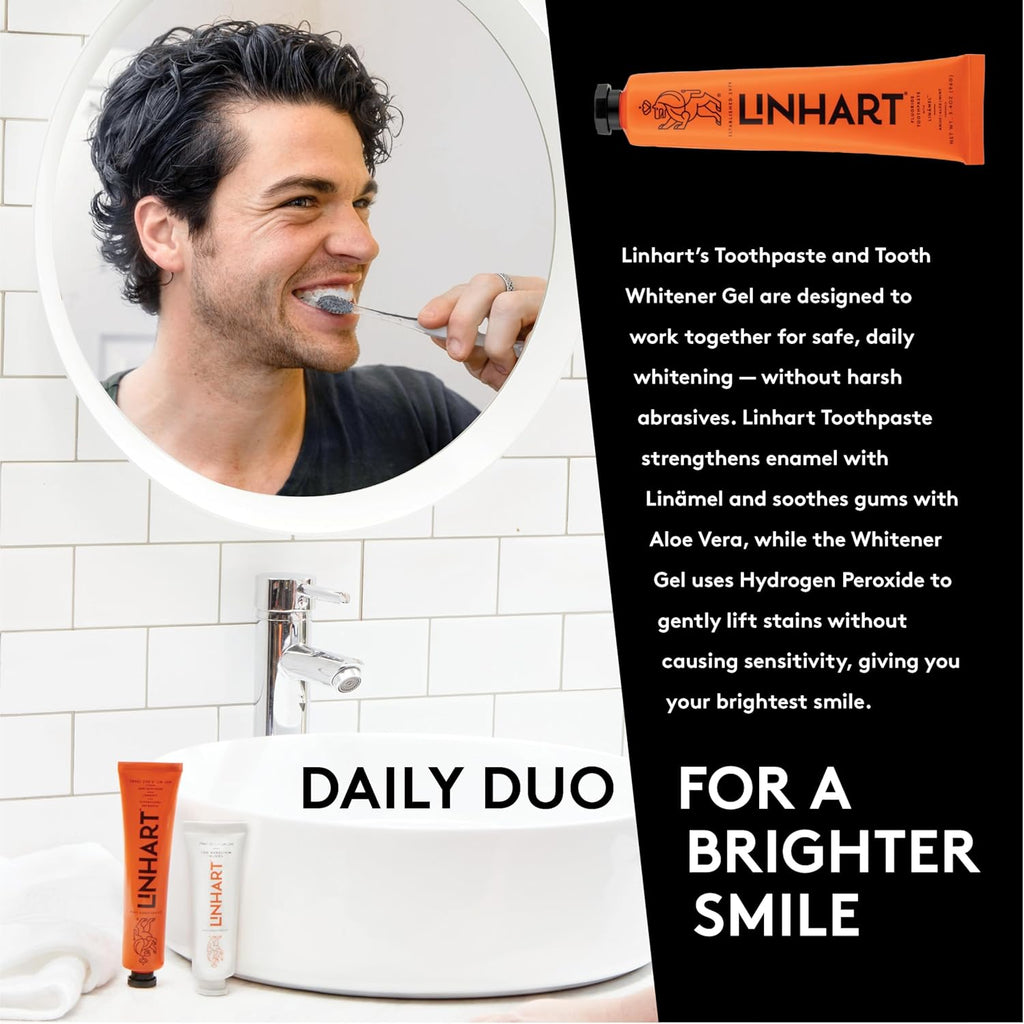 LINHART Whitening Toothpaste – Teeth Whitening, Enamel Strengthening Natural and Organic Toothpaste with Mint Flavor (3.5 oz)