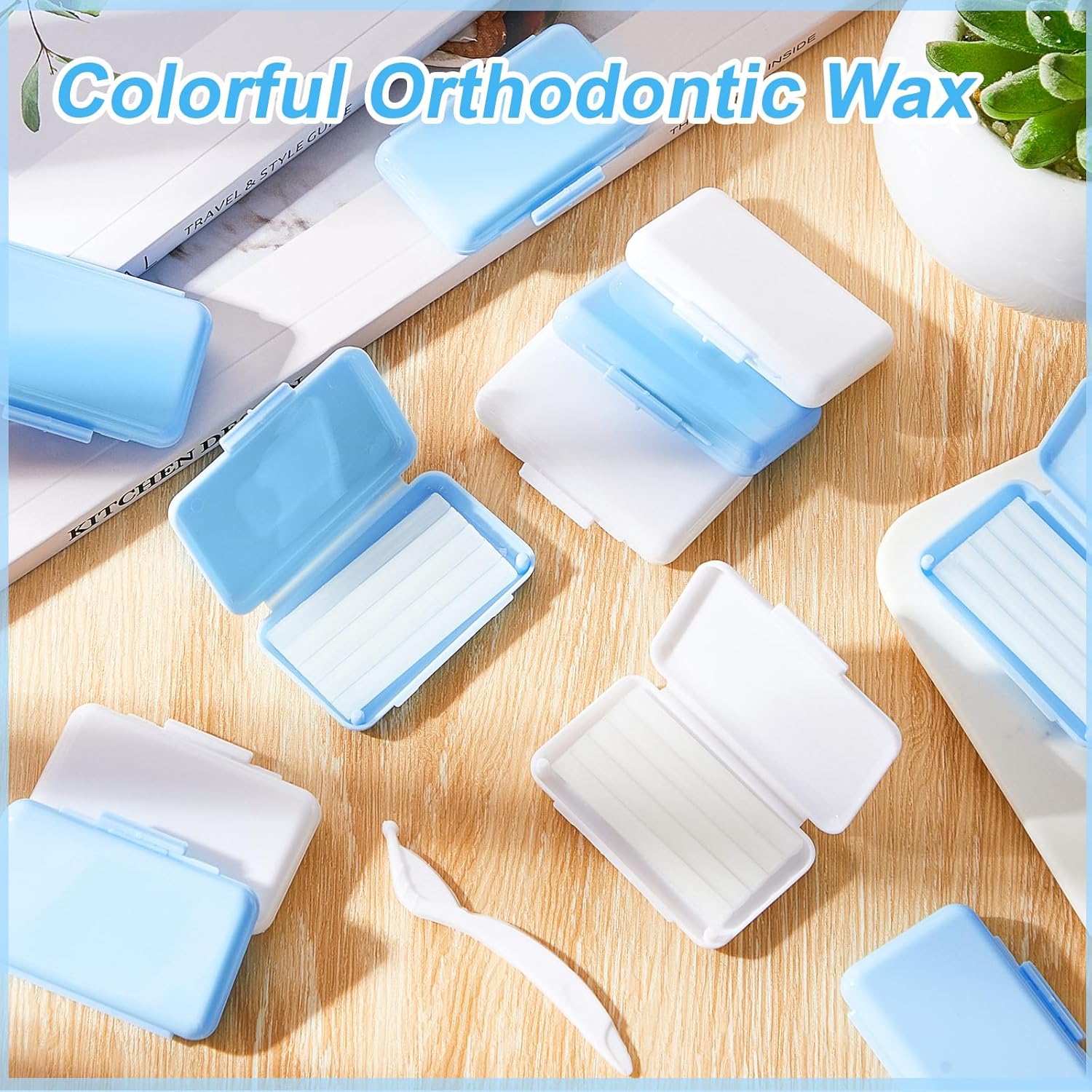 Tondiamo 40 Pack Clear Braces Wax for Teeth Dental Wearer Orthodontic Tooth Wax for Braces and Oral Appliances with Colorful Storage Case and Smell(Original, Mint)