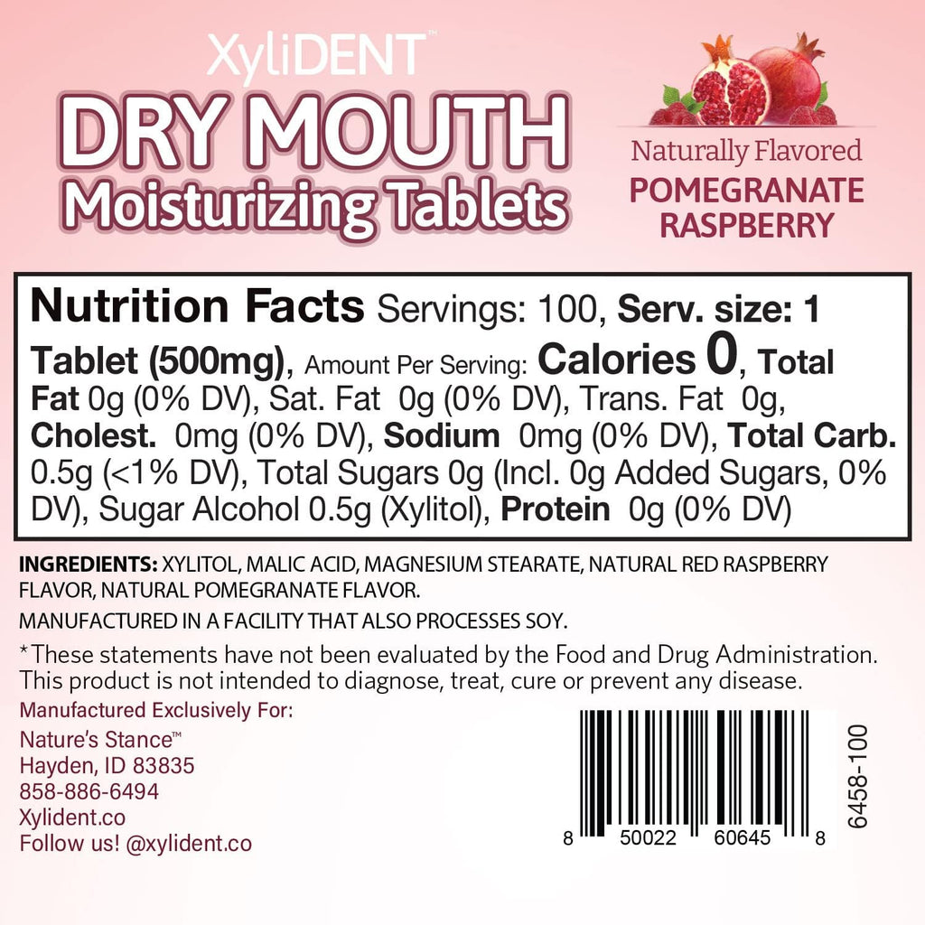 Nature's Stance XyliDENT Xylitol Tablets for Dry Mouth Relief - Stimulates Saliva, Freshens Breath, Reduces Acid Production, Fast Acting Extended Relief, 100 Count