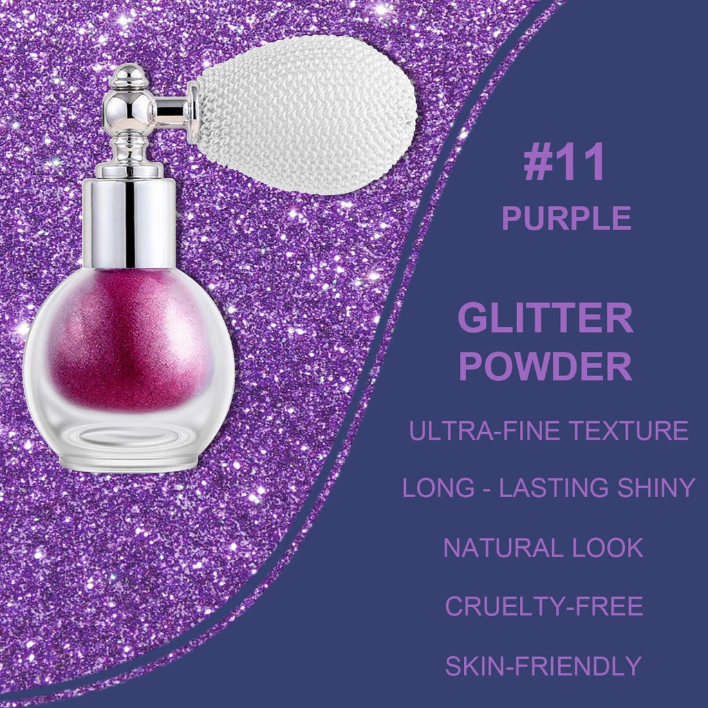 Purple Glitter Spray for Face and Body, Rich Color Loose Shimmer Powder Long Lasting Sparkly Spray High Gloss Makeup for Women Rave Festival Prom Stage Wedding Party, #11
