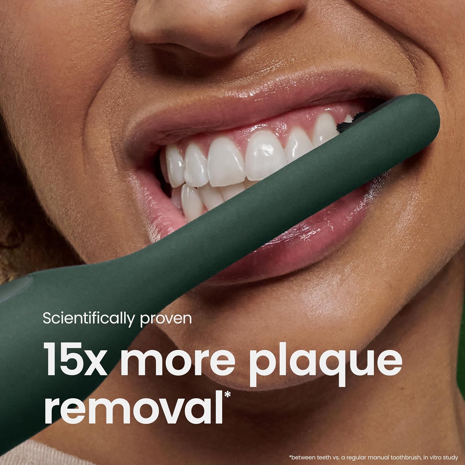 Quip Ultra Next Generation Smart Sonic Toothbrush - Timed Electric Toothbrush for Adults - Replaceable Brush Head, Soft Bristles, Silicone Handle, 30-Day Battery Life, Travel Case - Moss Green