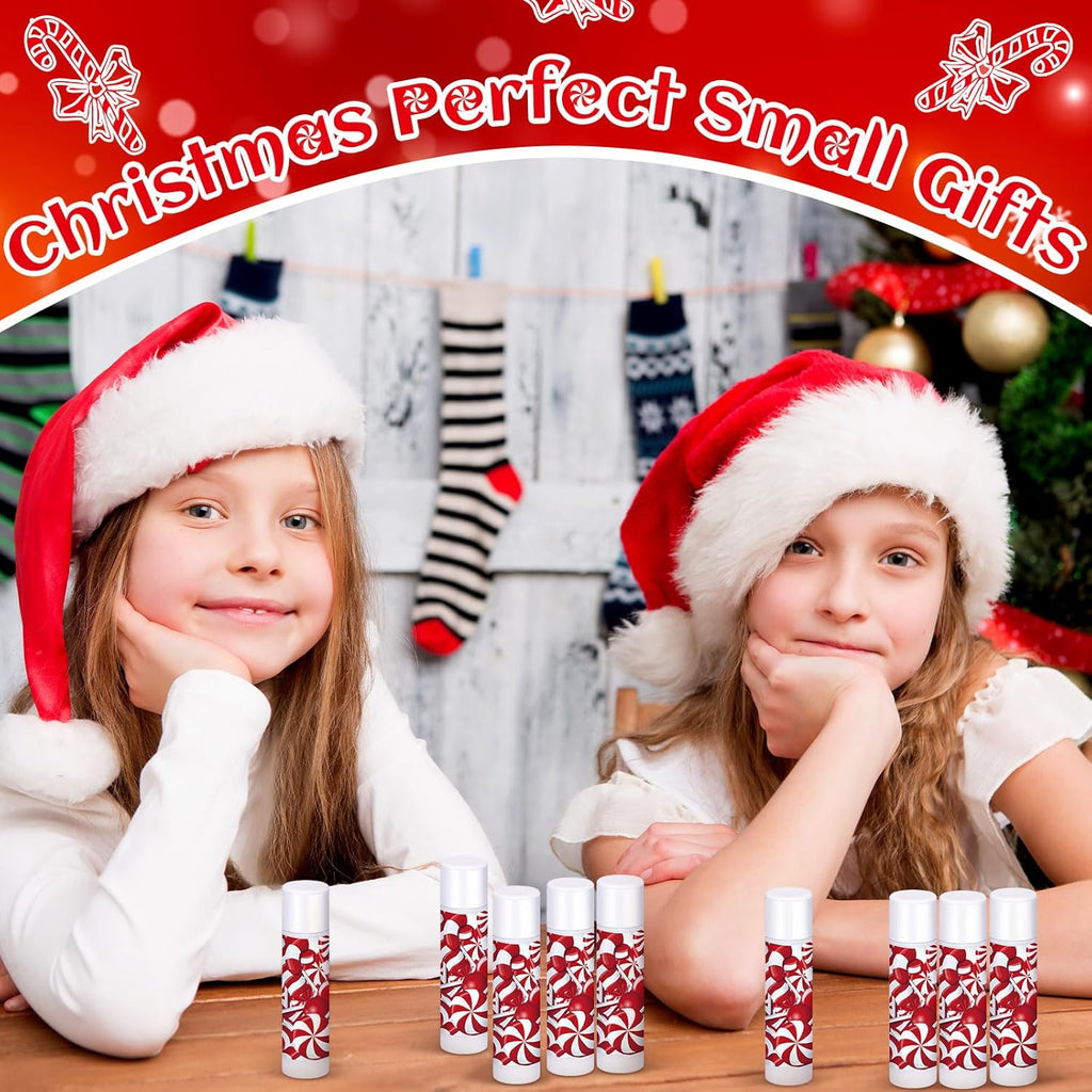 25 Pack Christmas Lip Balms Bulk Christmas Candy Peppermint Cane Scented Holiday Flavor Lip Balm Gifts Xmas Party Gifts Bulk Xmas Items Stocking Stuffers for Women Men Staff Employee (Lollipop 1)