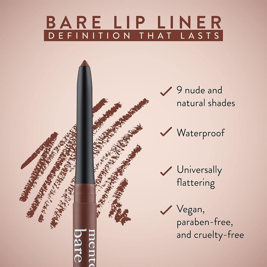 Mented Cosmetics Lip Liner for Women, Dark Brown Lipliner Lip Pencil, Waterproof Lipliner, Vegan + Cruelty Free Makeup, Bare