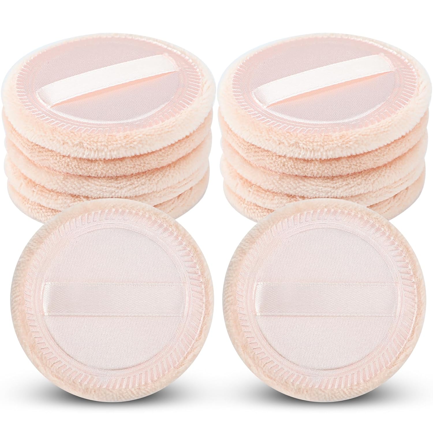 12 Pieces Powder Puffs Cotton Makeup Pads Soft Face Compact Puffs for Loose Setting Pressed Powder, 2.36 Inch (Beige)