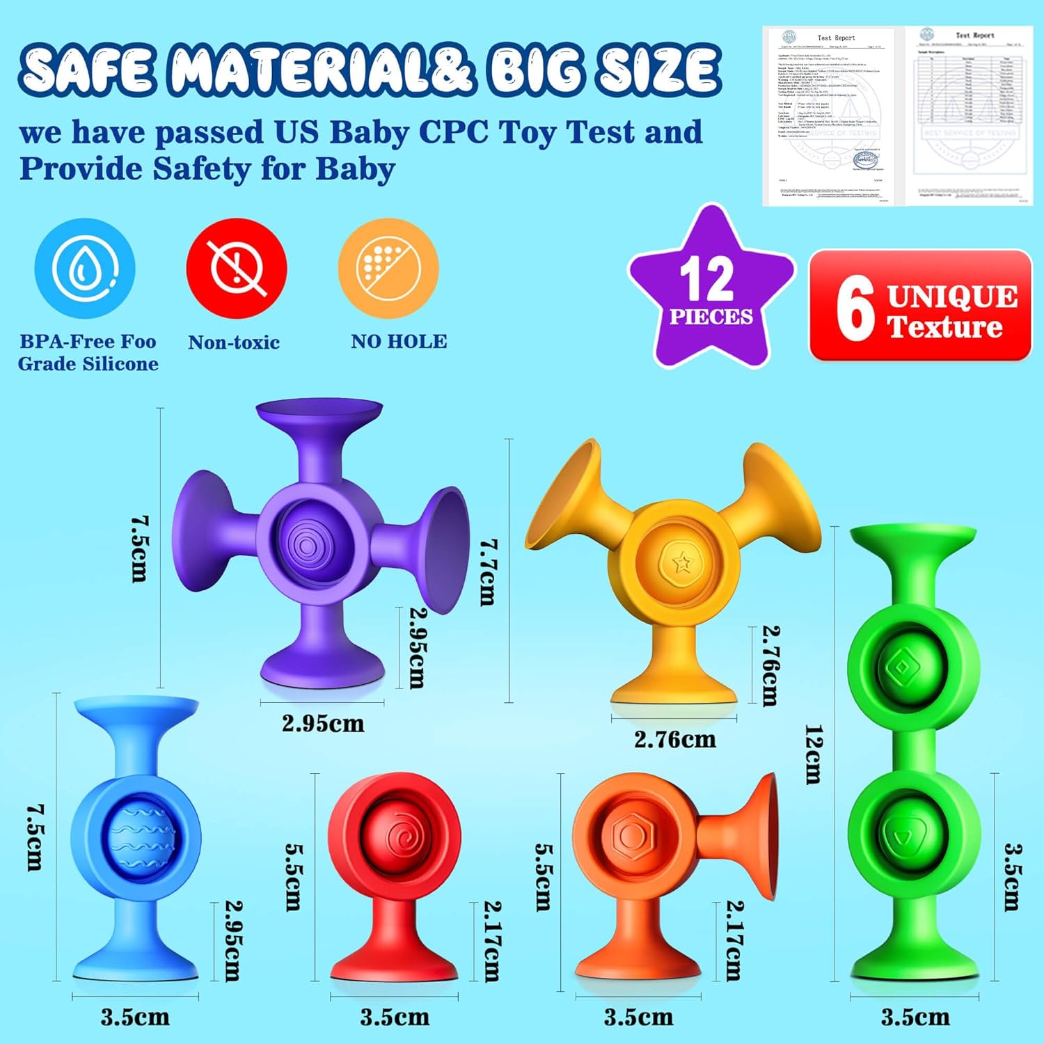 Toddler Stocking Stuffers for Kids - Suction Bath Toys Sensory Fidget Toys for Autism Fine Motor Skills Suction Cup Toys Bathtub Toys Window Airplane Travel Toys for Kids