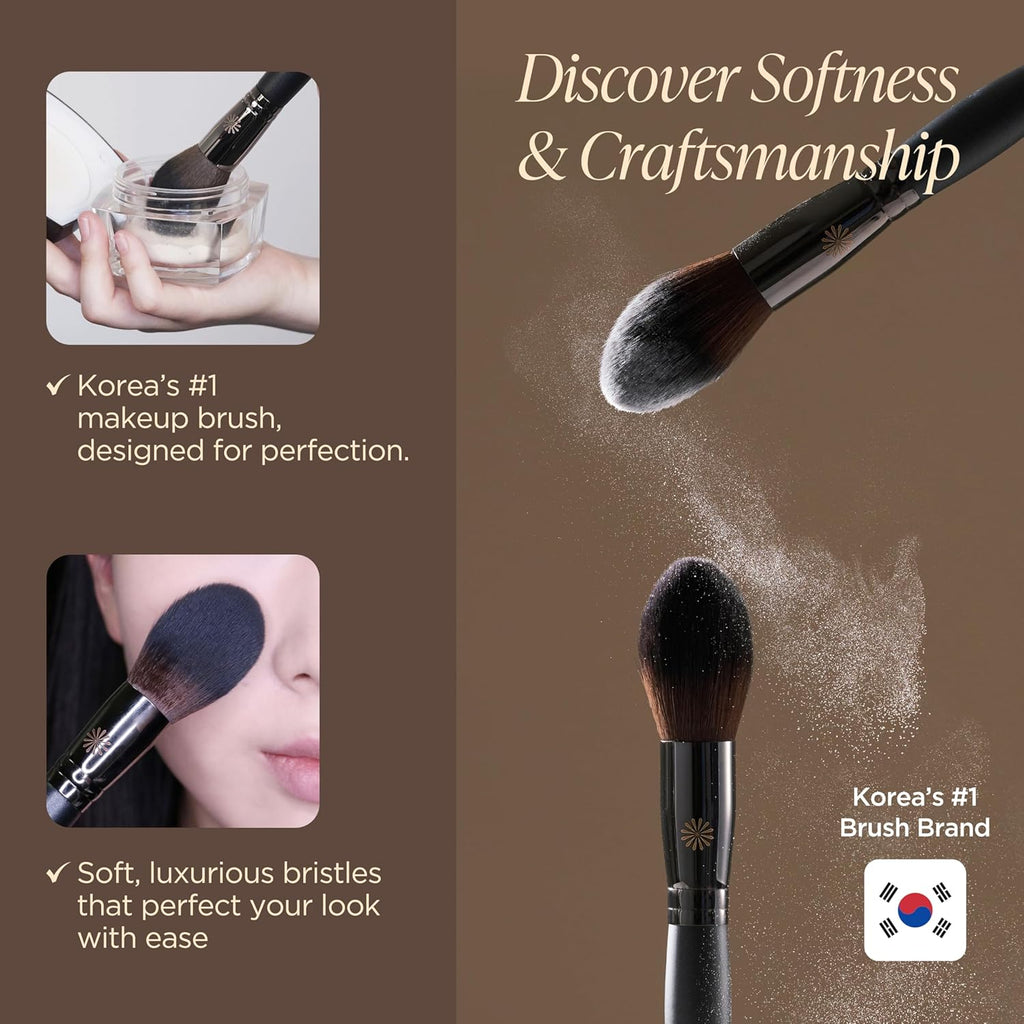 Piccasso 133 Fixing Powder Brush – Soft Synthetic Bristles for Setting Powder, Smooth and Flawless Face Makeup, Gentle Coverage for Pores and Texture, Korean Professional Makeup Brush for Daily Use