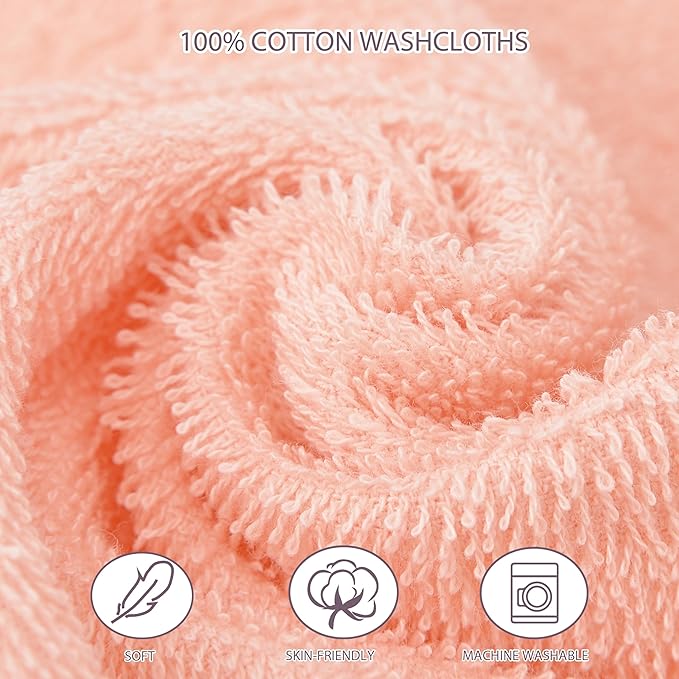 4 Pack Baby Washcloths 100% Cotton Soft and Absorbent Terry Wash Cloths for Sensitive Skin Face Hand Body Burp Rag Wipes Essentials for Newborns Infants Toddlers Girls Boys