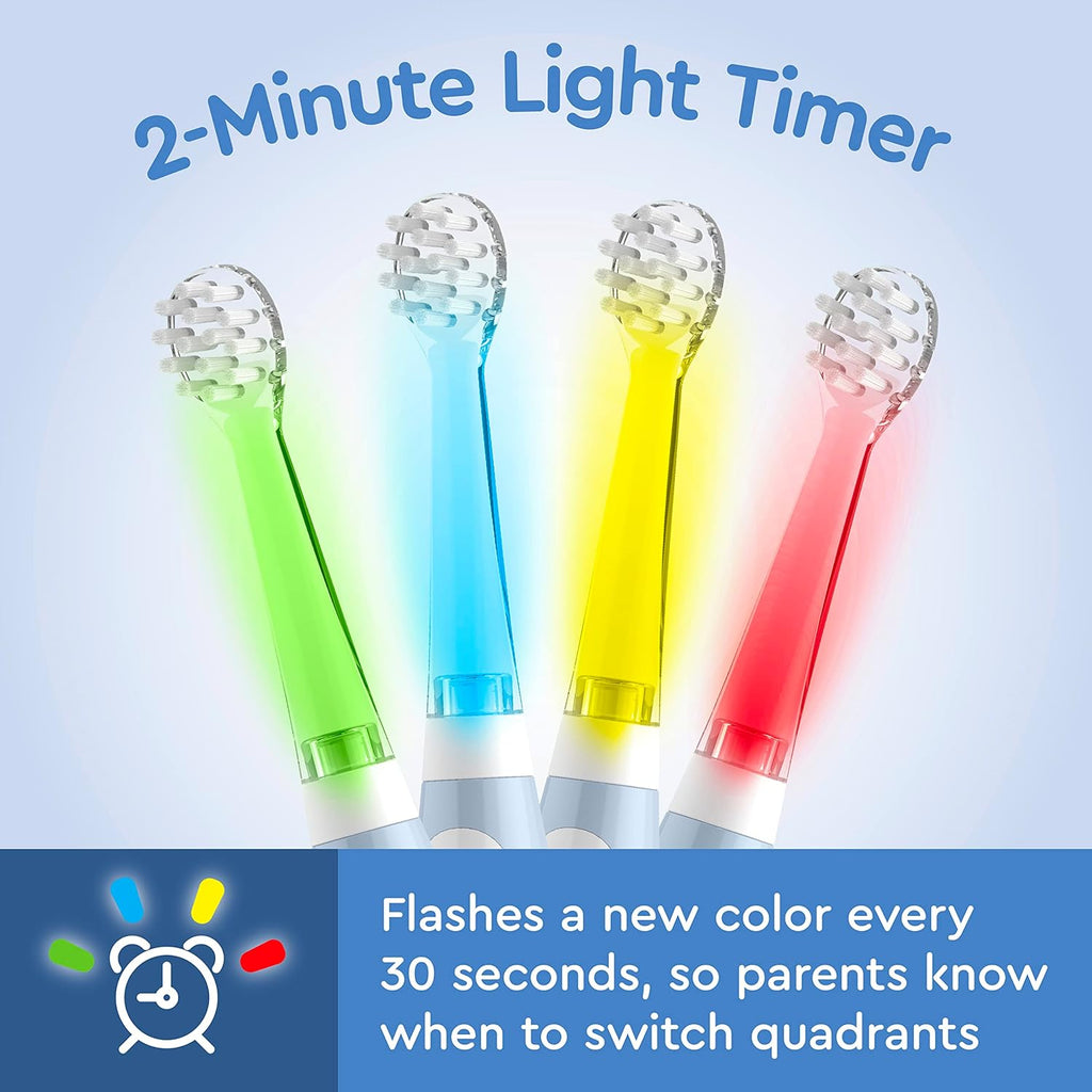 Brusheez Little Toddlers’ Sonic Toothbrush - Safe & Gentle Toothbrush for Ages 1-3 with Built-in, Light-Up 2-Minute Timer, Extra Brush Head, & Storage Base for First-Time Brushers (Kiwi The Koala)