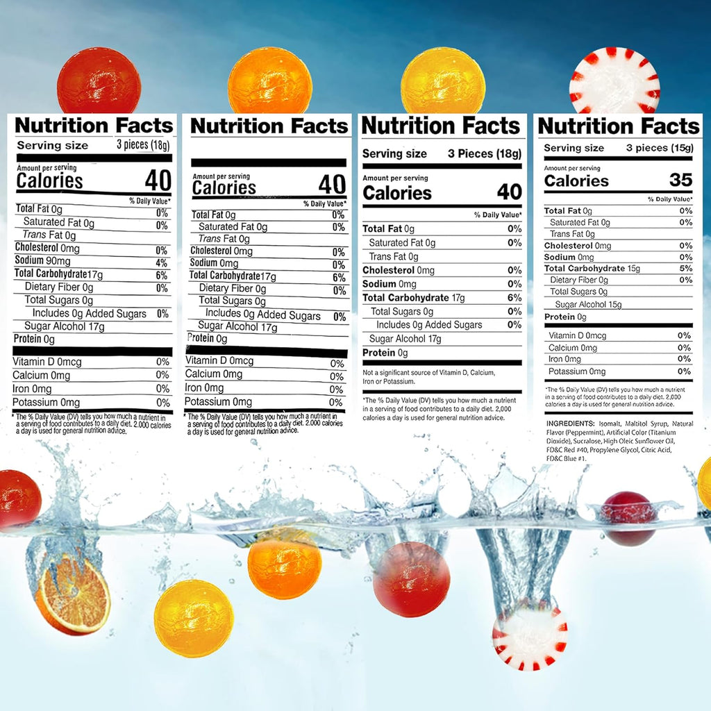 Sugar Free Hard Candy Assortment - 1 Pound Bulk Bag (Approx 80 Count), Butterscotch, Lemon, Cinnamon, Peppermint Starlight Sugarfree Candy, Diabetic and Keto Friendly Zero Sugar Hard Candies, Individually Wrapped