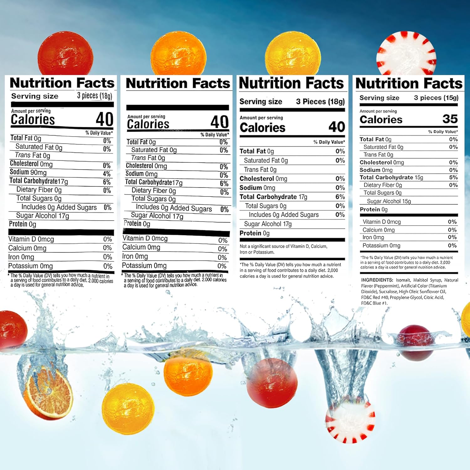 Sugar Free Hard Candy Assortment - 1 Pound Bulk Bag (Approx 80 Count), Butterscotch, Lemon, Cinnamon, Peppermint Starlight Sugarfree Candy, Diabetic and Keto Friendly Zero Sugar Hard Candies, Individually Wrapped