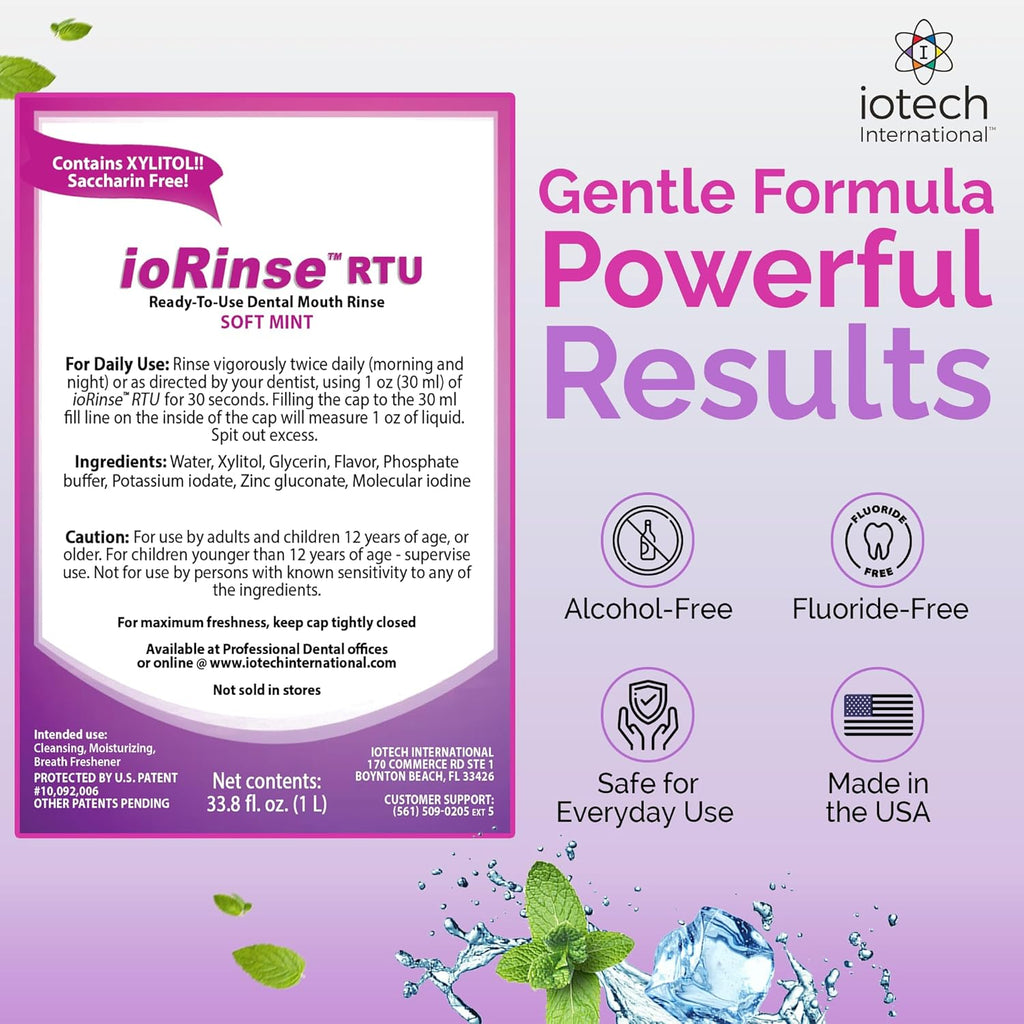 Recommended by 1,000s of Dental Professionals Because it Simply Works Better. Professional Strength ioRinse RTU. Powerful, Long-Lasting, Breath freshening That You Can Trust. Soft Mint 16 oz
