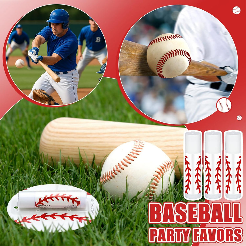 35 Pack Christmas Lip Balm Gifts Bulk Baseball Natural Moisturizing Lipstick Set Baseball Party Favors Sports Gift for Team Teen Adults Birthday Party Game Decorations Team Inspirational Gifts