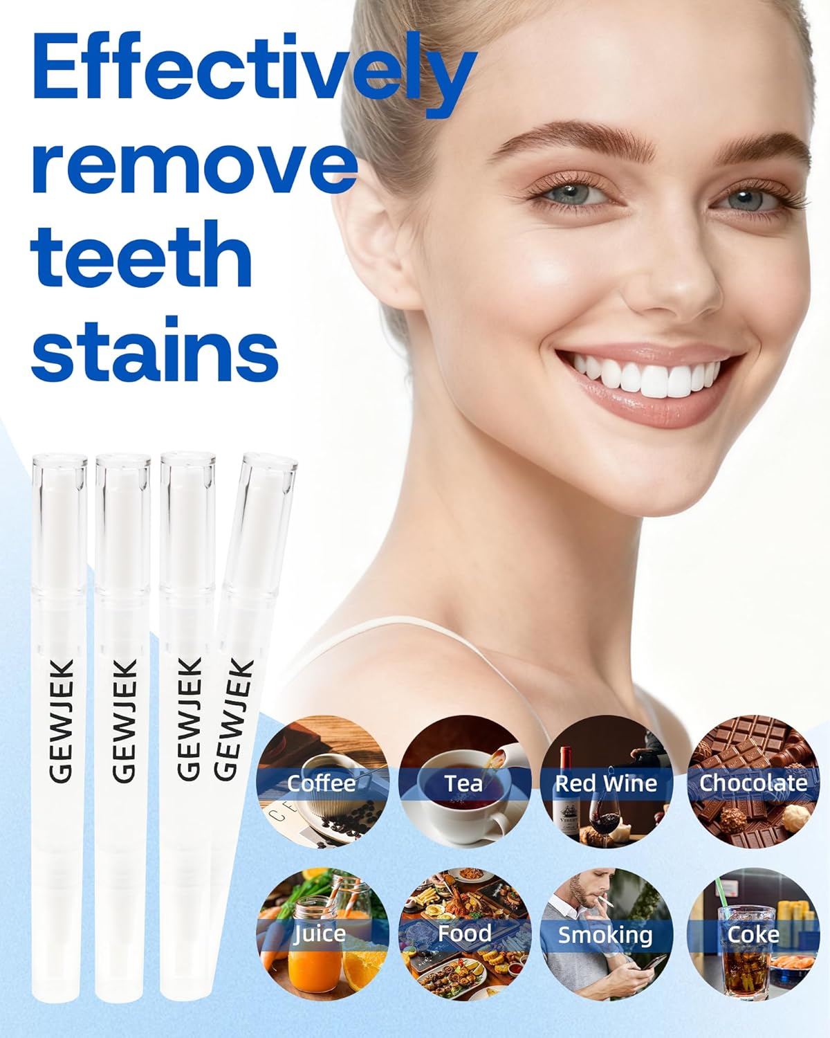 Teeth Whitening Pen 4 Pcs, 35% Carbamide Peroxide Gel, Tooth Paint & Teeth Whitening Gel as Effective Tooth Whitener, Removes Tough Stains Coffee, Wine, Tea, Sensitive Teeth-Friendly, Travel-Portable