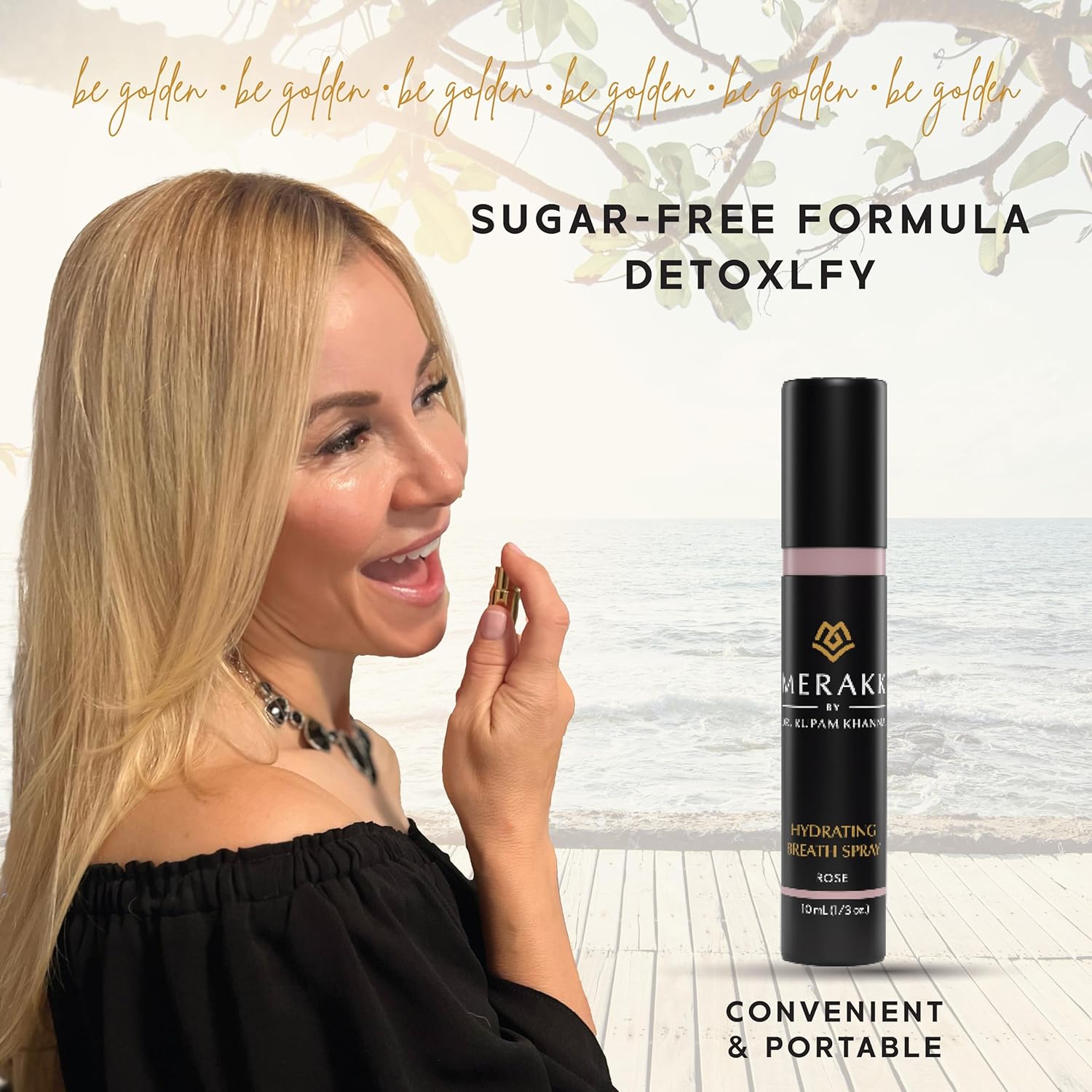 Merakk Limited Edition Fresh Breath Spray in Rose - Sugar-Free Breath Freshener Spray & Dry Mouth Spray - Bad Breath Spray with Stevioside, Menthol & Glycerin - Dentist-Designed Oral Spray - 0.3 fl oz