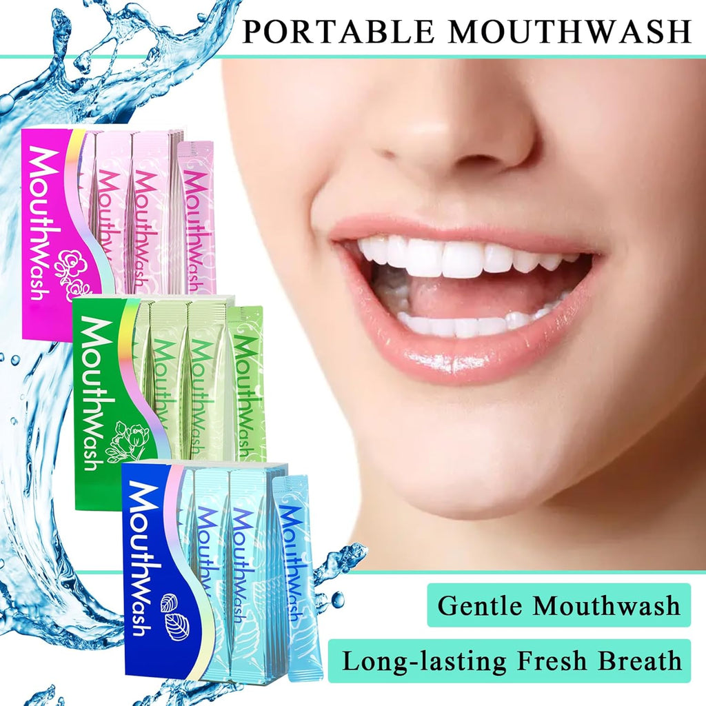 Travel Size Mouthwash,Mini Mouthwash Travel Size Bulk Portable Mouth Wash Set,Individual Small Travel Mouth Wash Packets for Fresh Breath(Pack of 60) A1