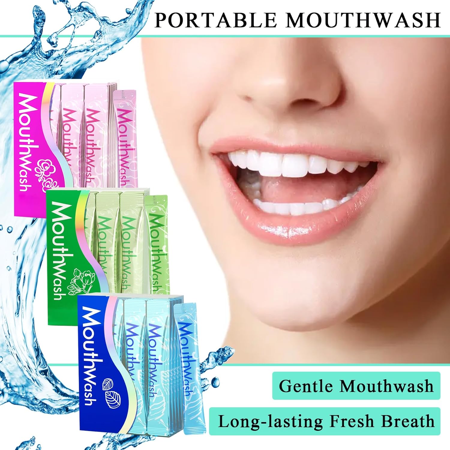 Travel Size Mouthwash,Mini Mouthwash Travel Size Bulk Portable Mouth Wash Set,Individual Small Travel Mouth Wash Packets for Fresh Breath(Pack of 60) A1