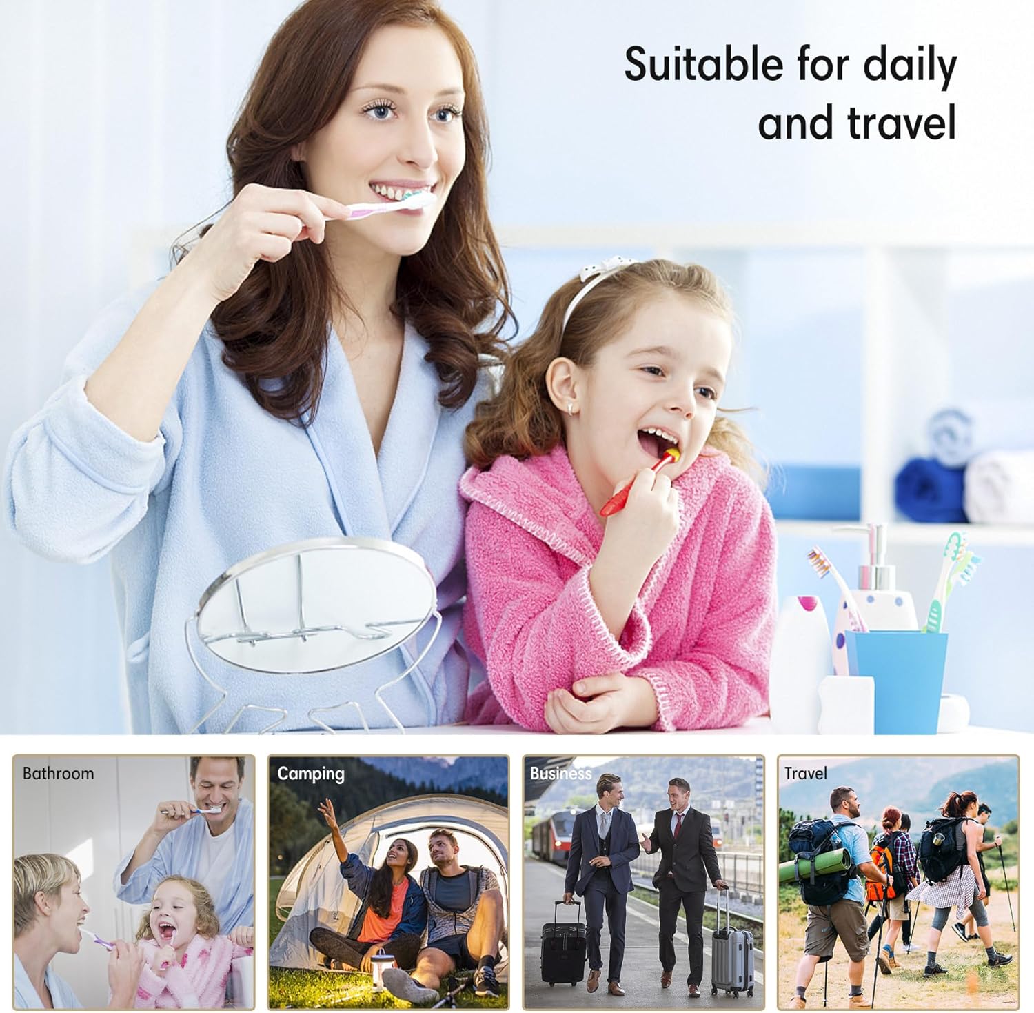 BALUCA 3 PCS Travel Toothbrush Head Covers Caps, Tooth Brush Protector Case Wall Mounted Hanging Rack Organizer for Travel, Camping, Bathroom, School, Business (White)