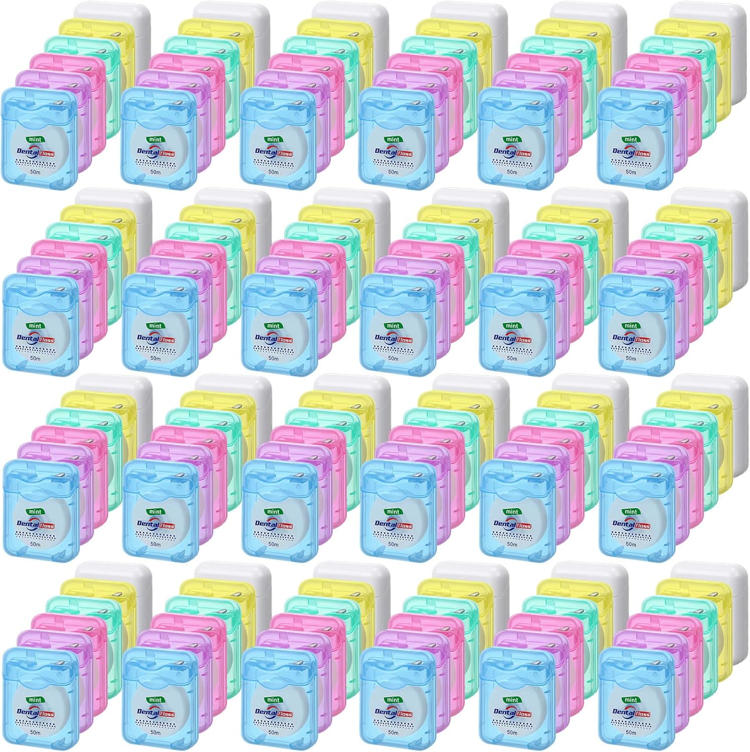 Geiserailie 72 Pack Dental Floss Bulk 50m Each Mint Travel Dental Floss Oral Care for Teeth and Gum Protection(Multicolor)