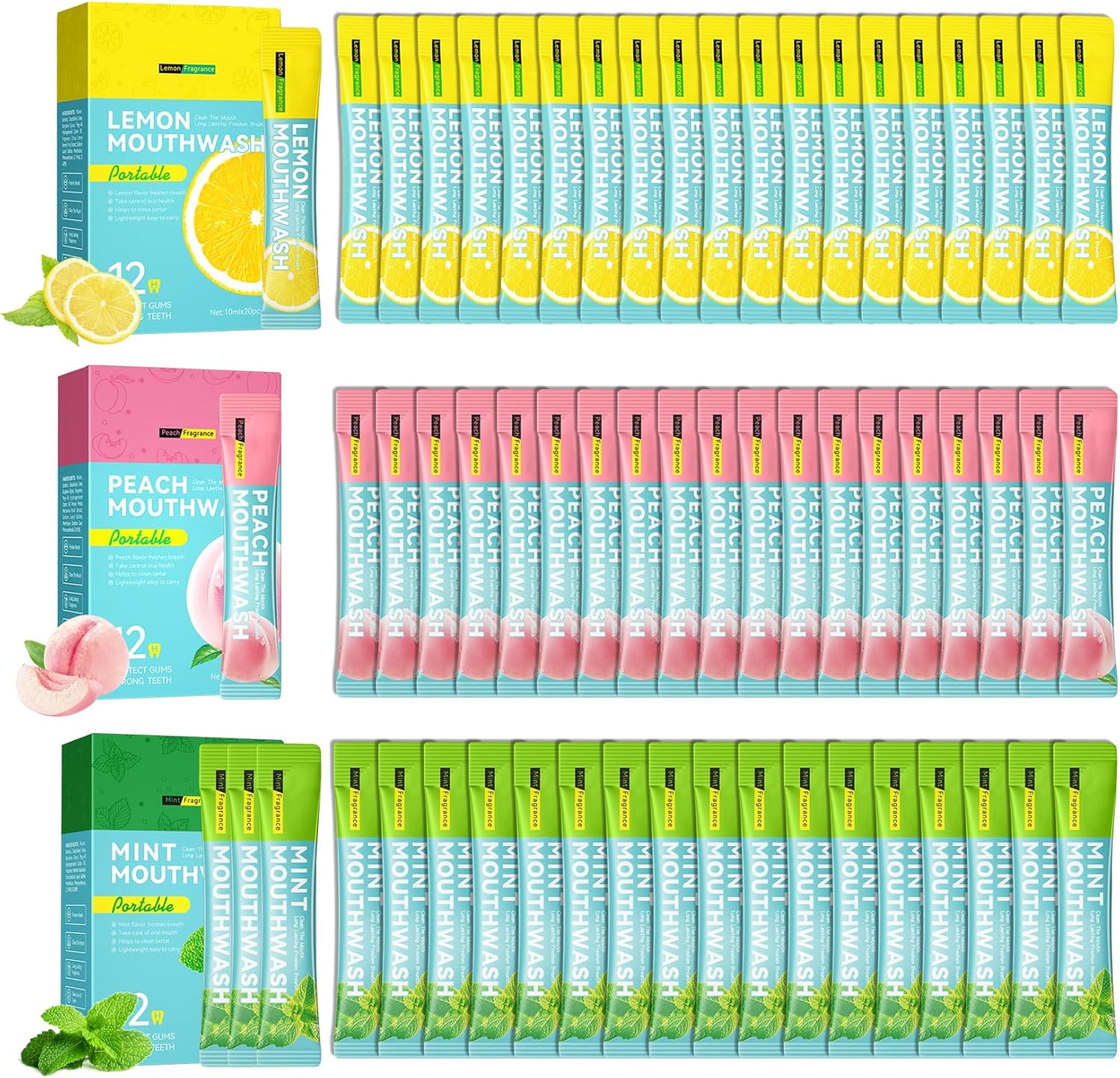 Travel Size Mouthwash,Mini Mouthwash Travel Size Bulk Portable Mouth Wash Set,Individual Small Travel Mouth Wash Packets for Fresh Breath(Pack of 60)