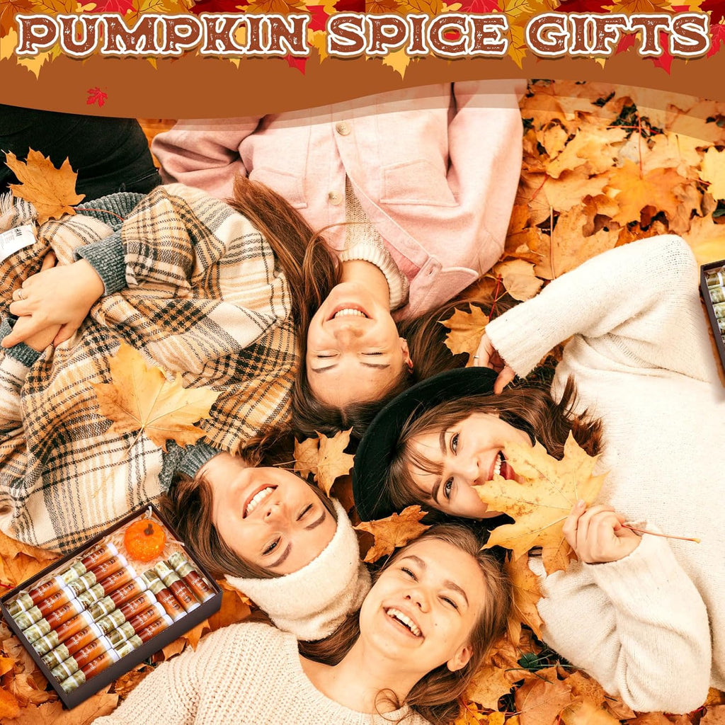 75 Pcs Pumpkin Spice Lip Balm Bulk Fall Thanksgiving Party Favor Basket Stuffers Small Thank You Appreciation Gifts Advent Beauty Calendar for Adult Women Men Employee Coworker Staff Teacher Customer