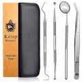 Professional Dental Tools - Dental Pick, Dental Scaler for Tartar Plaque Remover Tooth Cleaner Teeth Scraper Dentist Hygienist Kit Sickle Scaler Teeth Cleaning Set Stainless Steel 4 Pc By Krisp Beauty