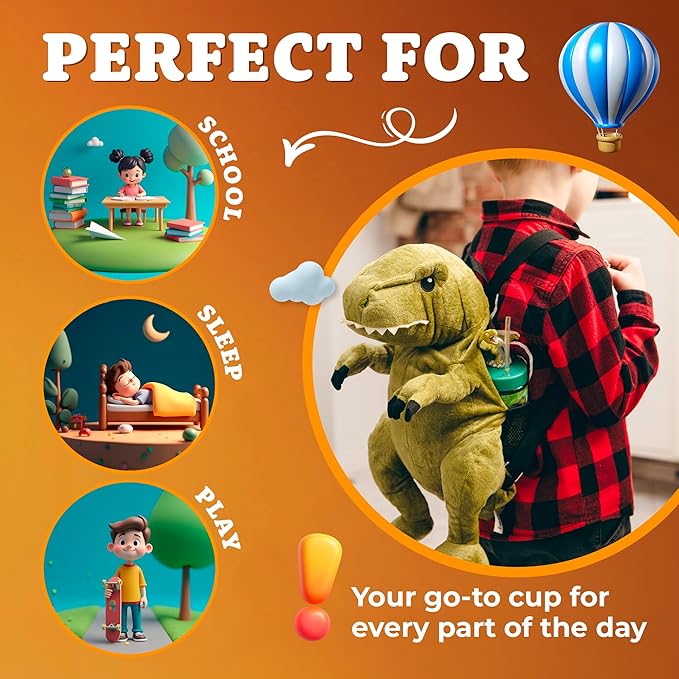 Kids Water Bottle, Toddler Cups, Tumbler with Lid and Straw, Travel Sippy Cup for Water or Milk, Kids Cups with Lids for Toddlers 3 and Up, BPA Free Plastic, 12 oz (Zoo Silverback Gorilla)