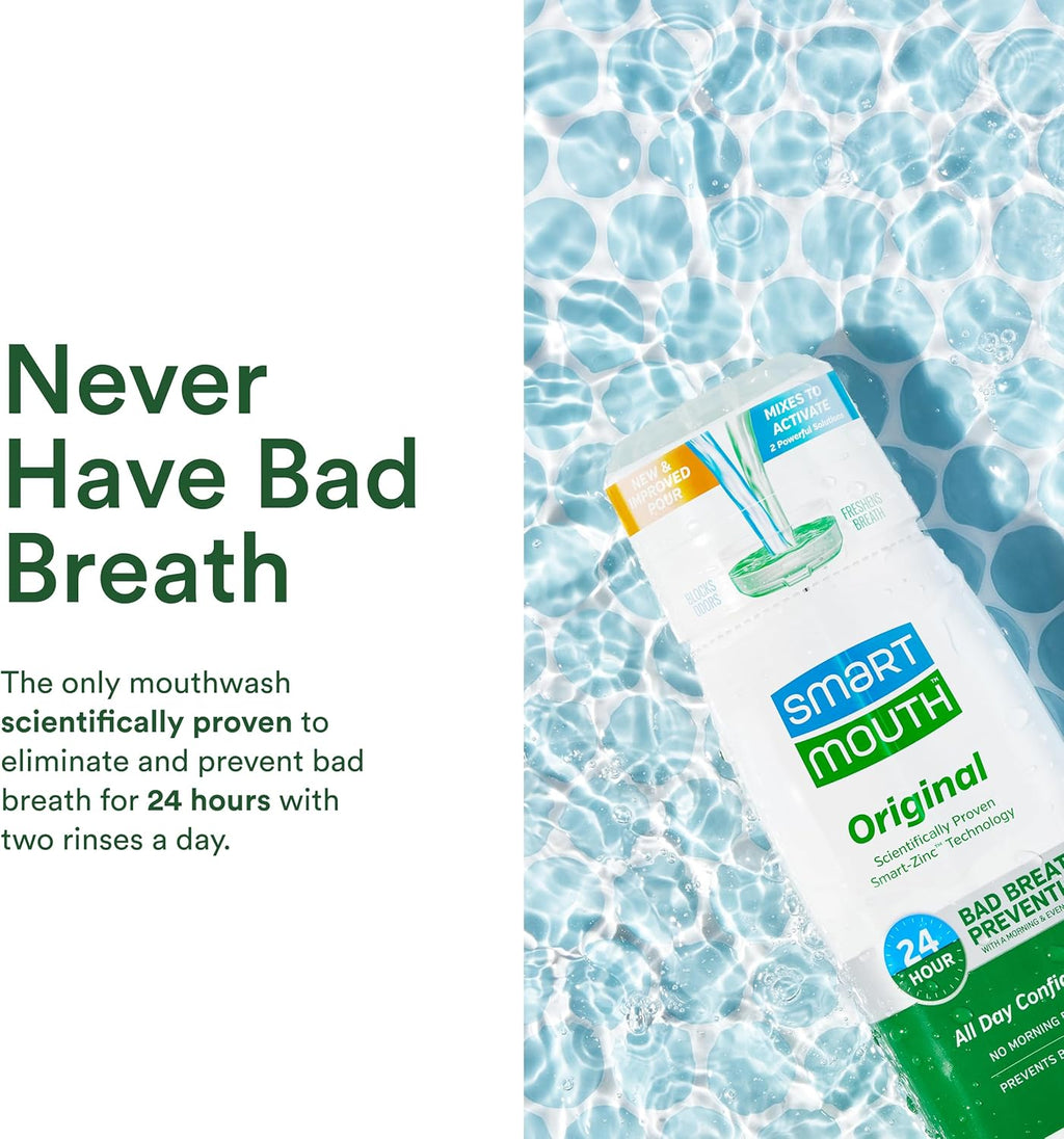 SmartMouth Original & Dry Mouth Activated Mouthwash - Fresh Breath & Dry Mouth Relief - Bad Breath Prevention Mouthwash, 16 fl oz Each