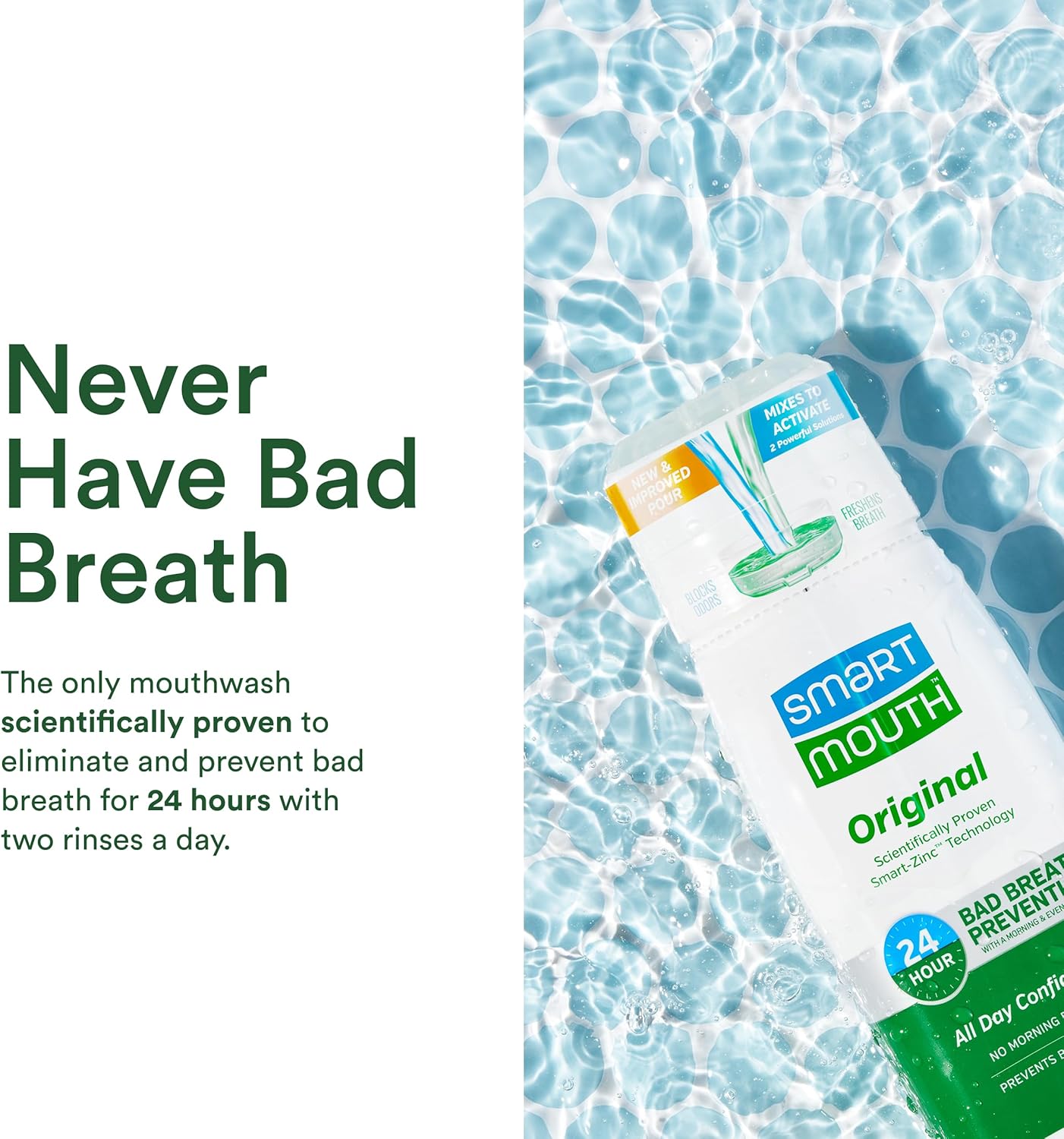 SmartMouth Original & Dry Mouth Activated Mouthwash - Fresh Breath & Dry Mouth Relief - Bad Breath Prevention Mouthwash, 16 fl oz Each