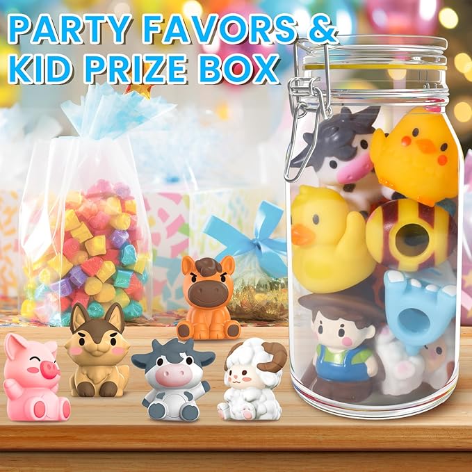 Oriate Animal Farm Finger Puppets, Bath Toys for Kids with Storage Bags, Toddler Toys for Story Time Stuffer with Puppet Theater, Educational Travel Kit Party Favors 12m+ 10Pcs