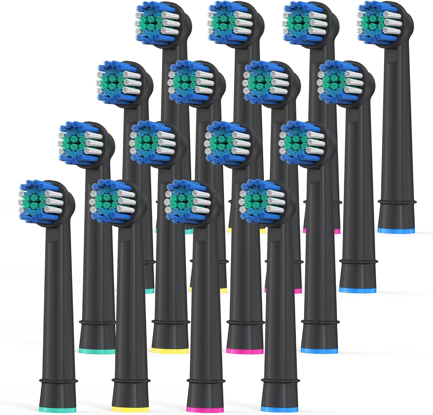 Replacement Toothbrush Heads Compatible with Oral B, Pack of 16 Professional Electric Toothbrush Heads Oral-b 7000, Clean, Oral B Pro 1000, 9600, 500, 3000, 8000 (Black)