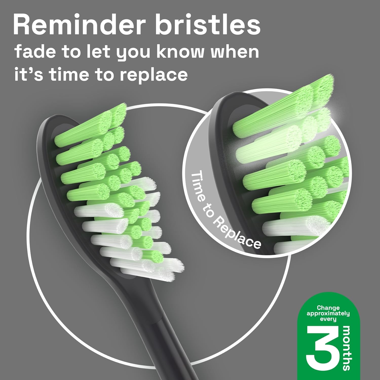 Brushmo Replacement Toothbrush Heads, Compatible with Philips One for Sonicare Electric Toothbrush Handles HY1022, 4 Standard Heads with Tongue Cleaner, Soft Dupont Bristles, BM124m, Shadow Black