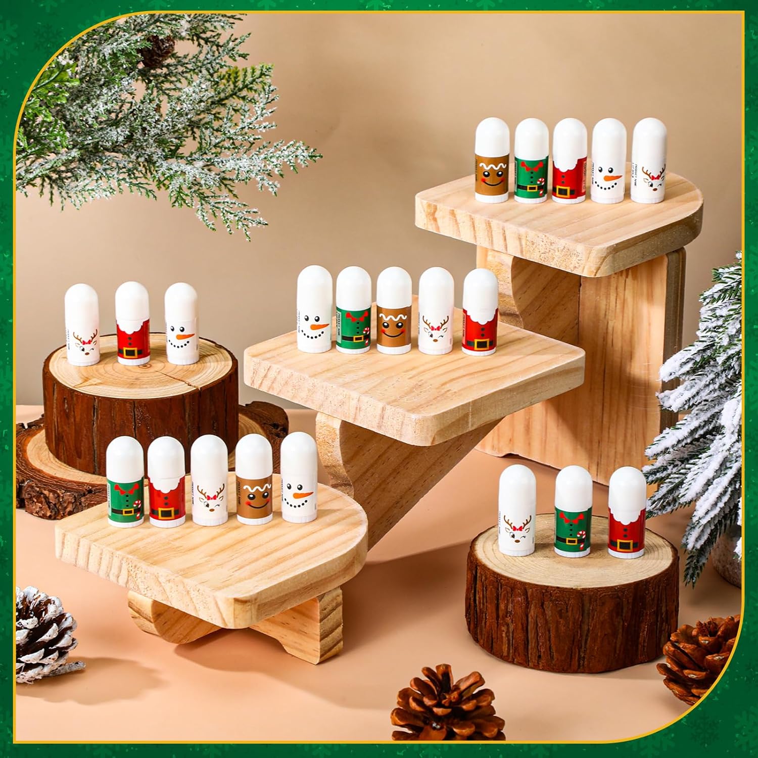 75 Pcs Christmas Lip Balm Bulk Mini Candy Cane Peppermint Flavor Lip Balms Bulk Christmas Stocking Stuffers Xmas Party Gifts Small Thank You Employee Appreciation Gifts for Women Men (Xmas Character)