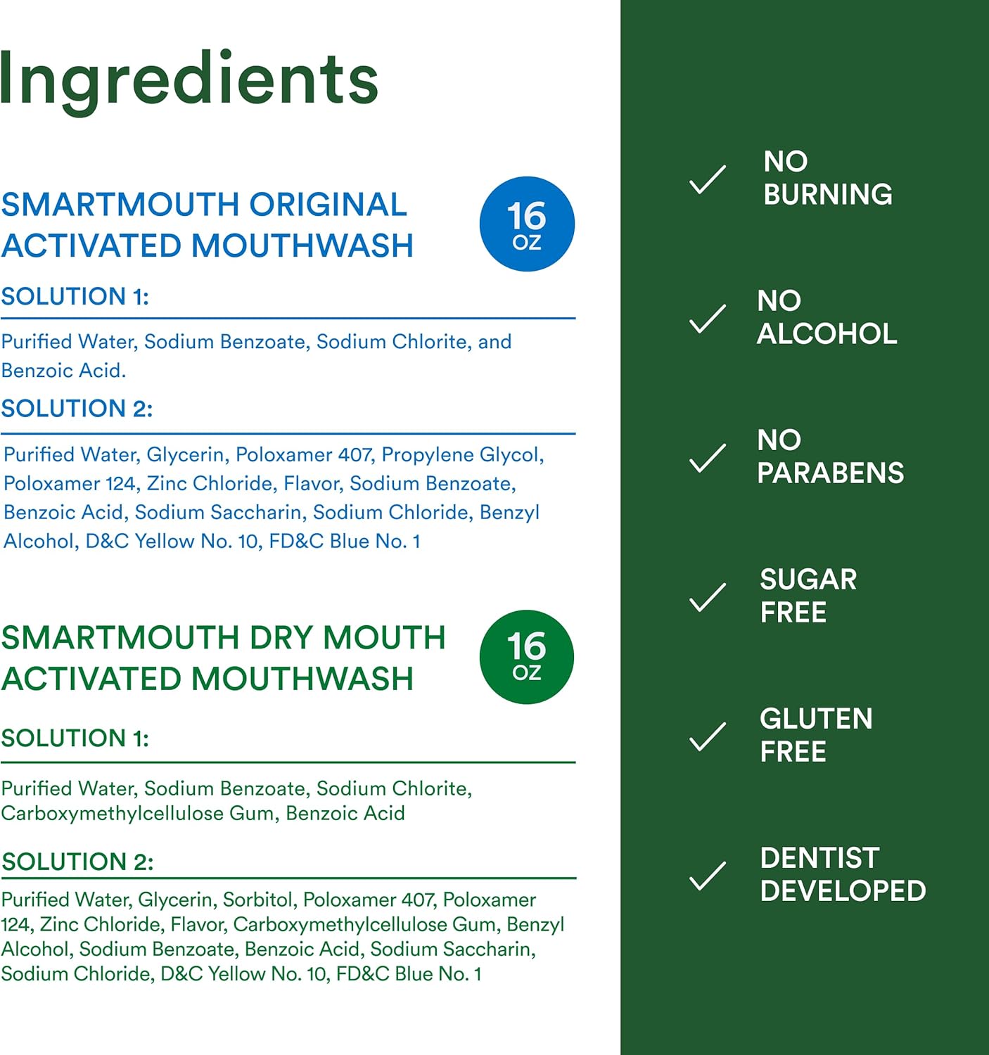SmartMouth Original & Dry Mouth Activated Mouthwash - Fresh Breath & Dry Mouth Relief - Bad Breath Prevention Mouthwash, 16 fl oz Each
