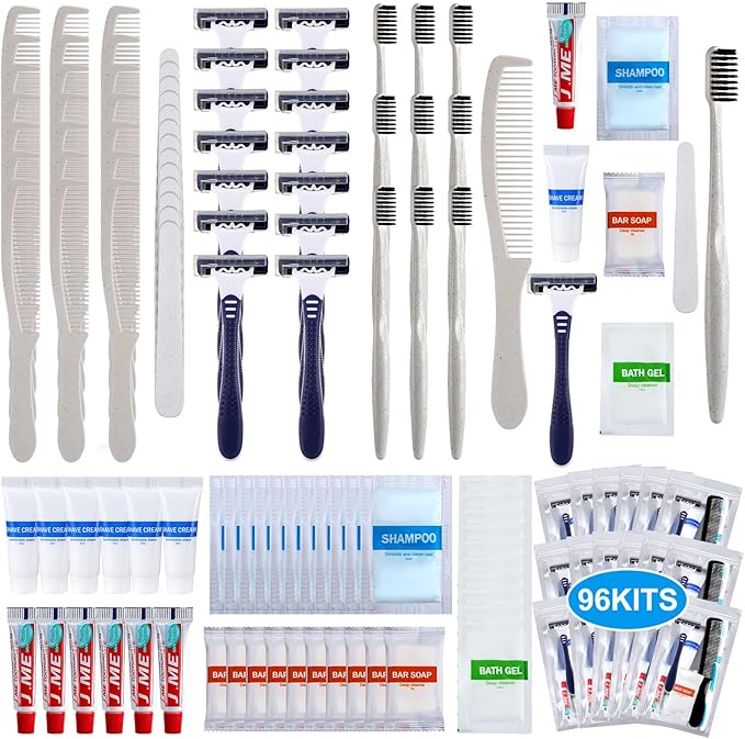 Suclain 96 Pack Hygiene Kits Bulk for Homeless Travel Size Toiletries and Dental Hygiene Kit Homeless Care Package Supplies Charity Donation Ready for Shelter Church Emergency Prep