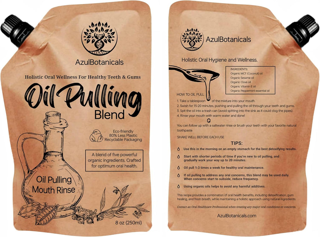 Oil Pulling Blend for Healthy Teeth and Gums with Organic Sesame, Coconut Oil - Organic Clove, Peppermint Vitamin E Oil Mouth Rinse for Fresh Breath Oral Health and Cleaner Teeth and Gums 8 Fl oz