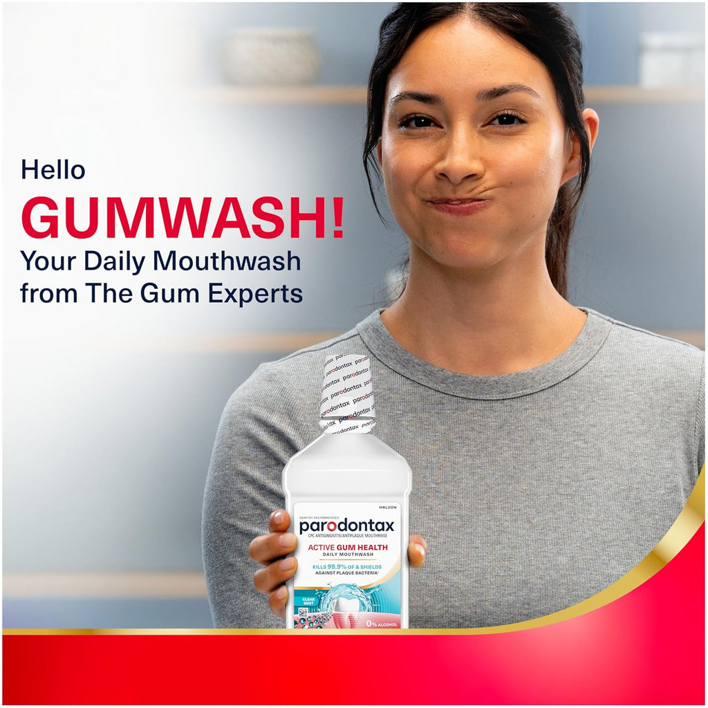 Parodontax Active Gum Health Mouthwash, Antiplaque and Antigingivitis Gum Mouthwash, Clear Mint, 16.9 Fl Oz x 3