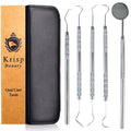Professional Dental Tools - Dental Pick, Dental Scaler for Tartar Plaque Remover Tooth Cleaner Teeth Scraper Dentist Hygienist Kit Sickle Scaler Teeth Cleaning Set Stainless Steel 5 Pc By Krisp Beauty