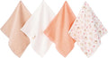 4 Pack Baby Washcloths 100% Cotton Soft and Absorbent Terry Wash Cloths for Sensitive Skin Face Hand Body Burp Rag Wipes Essentials for Newborns Infants Toddlers Girls Boys