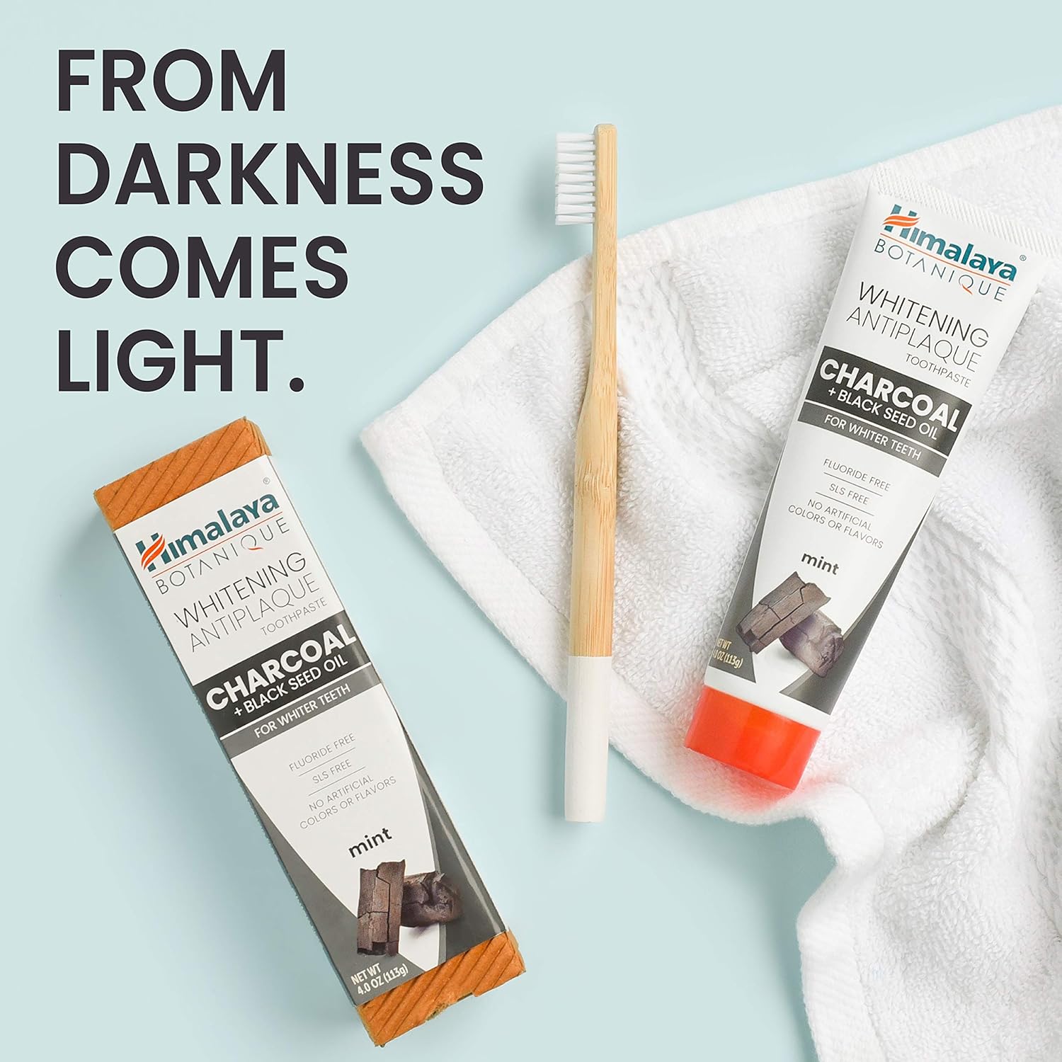 Himalaya Botanique Whitening Antiplaque Toothpaste with Charcoal + Black Seed Oil, Fluoride Free, for Whiter Teeth, 4 oz, 2 Pack…