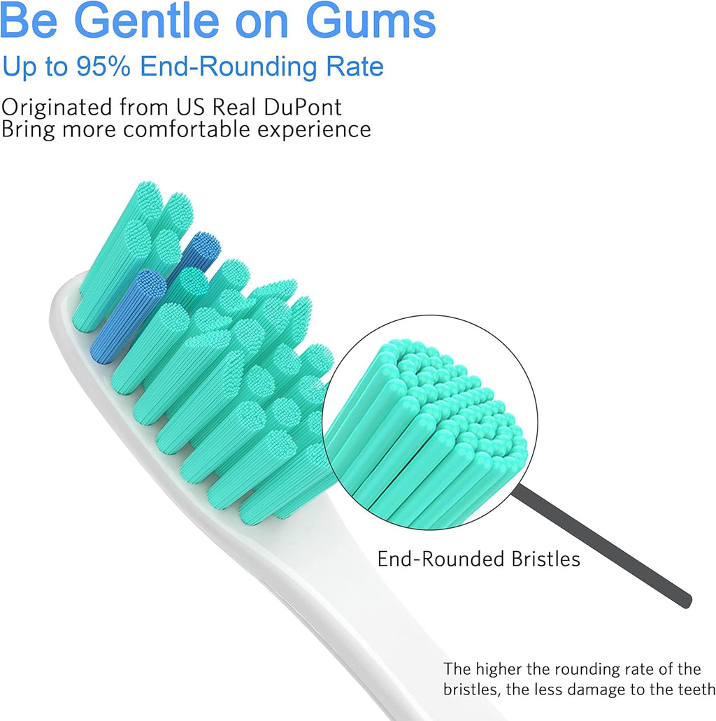 Replacment Heads Compatible with Philips Sonicare, for E-Series Essence, for Xtreme, for Elite, for Advance, and for CleanCare Electric Toothbrush, Toothbrush Replacment Heads Refills, 6 Pack