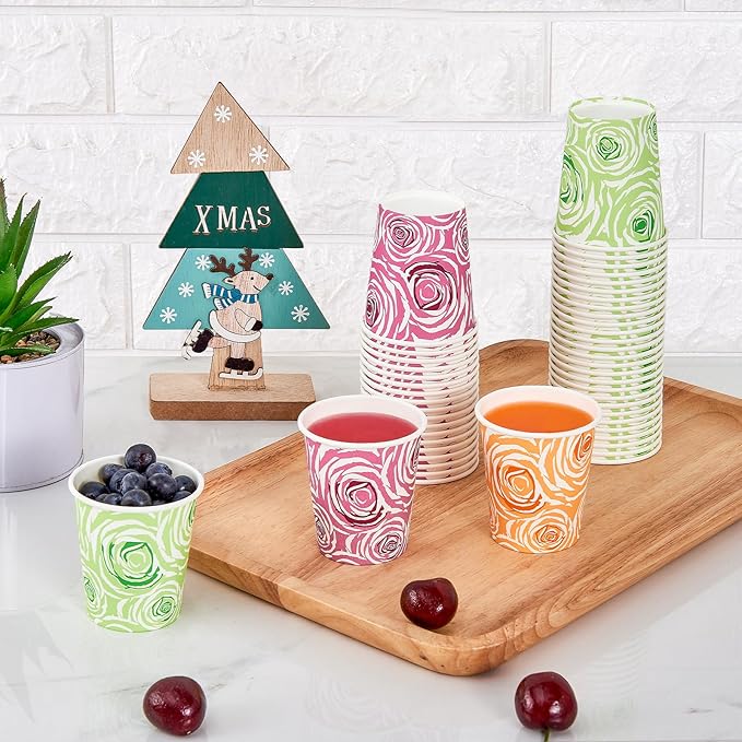 500 Pack 5oz Disposable Paper Cups, Colorful Paper Cups, Small Mouthwash Cups, Mini Paper Cups for Parties, Picnics, Barbecues, Travel and Events
