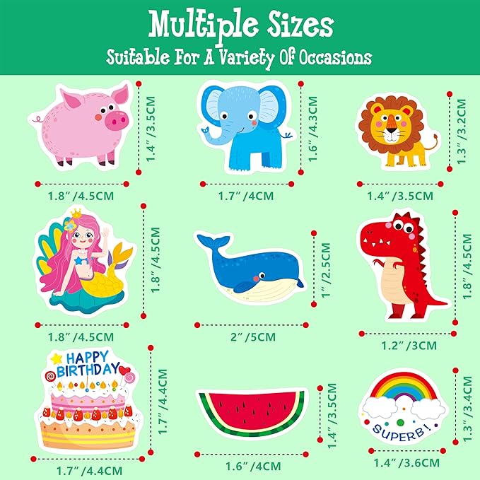 1300PCS Adorable Stickers, Farm/Marine/Wild Animals, Vehicles, Dinosaurs, Food, Party, Food, Reward Stickers Incentive System Stickers for Classroom, Kindergarten, Home Rewards, Craft Scrapbooking
