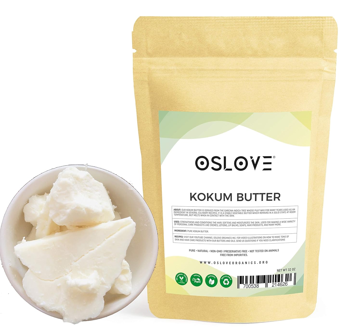 Kokum Butter 2 LB Pure, Natural, Fresh, Thickener for Body Butters, Sunscreens, Soaps, Deodorants, lip balm & Lotions.