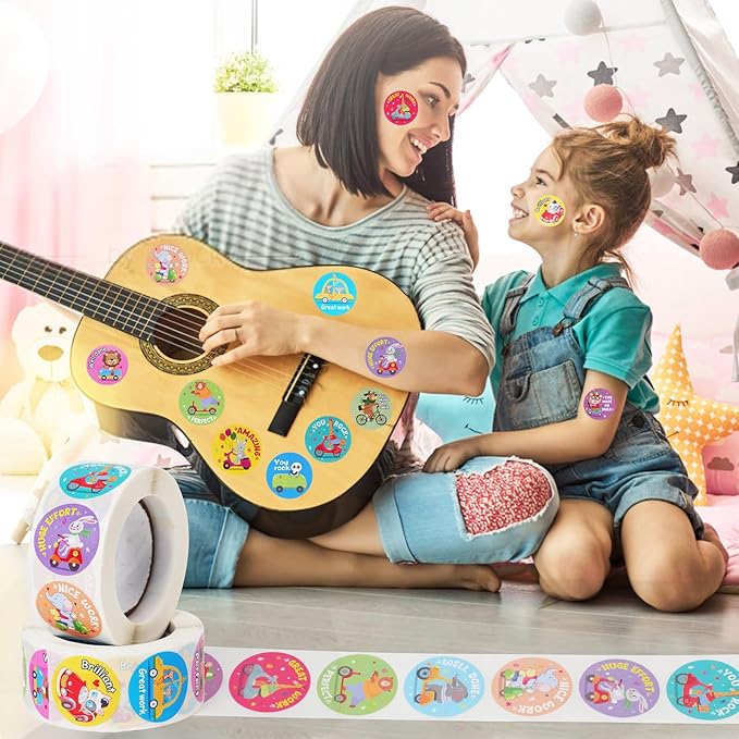 1000 Pieces Stickers for Kids,Cute Cartoon Animal Reward Stickers Suitable for Childers,Students,Classroom,School,Home,Party (1" / 2 Rolls)