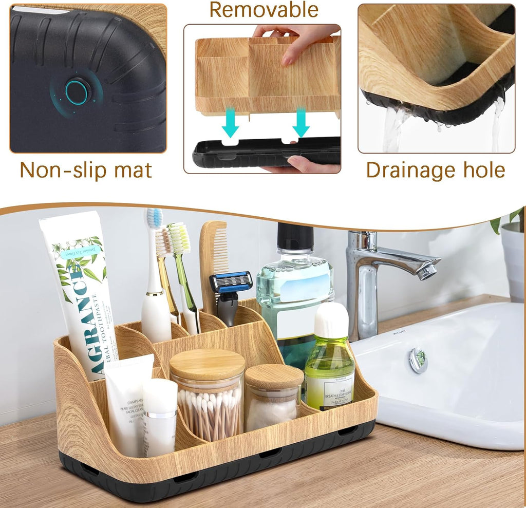 Bathroom Organizers and Storage - Detachable 7 Slots Kids Electric Toothbrush and Toothpaste Holde Drainage for Bathroom Accessories Organization Counter Vanity Storage